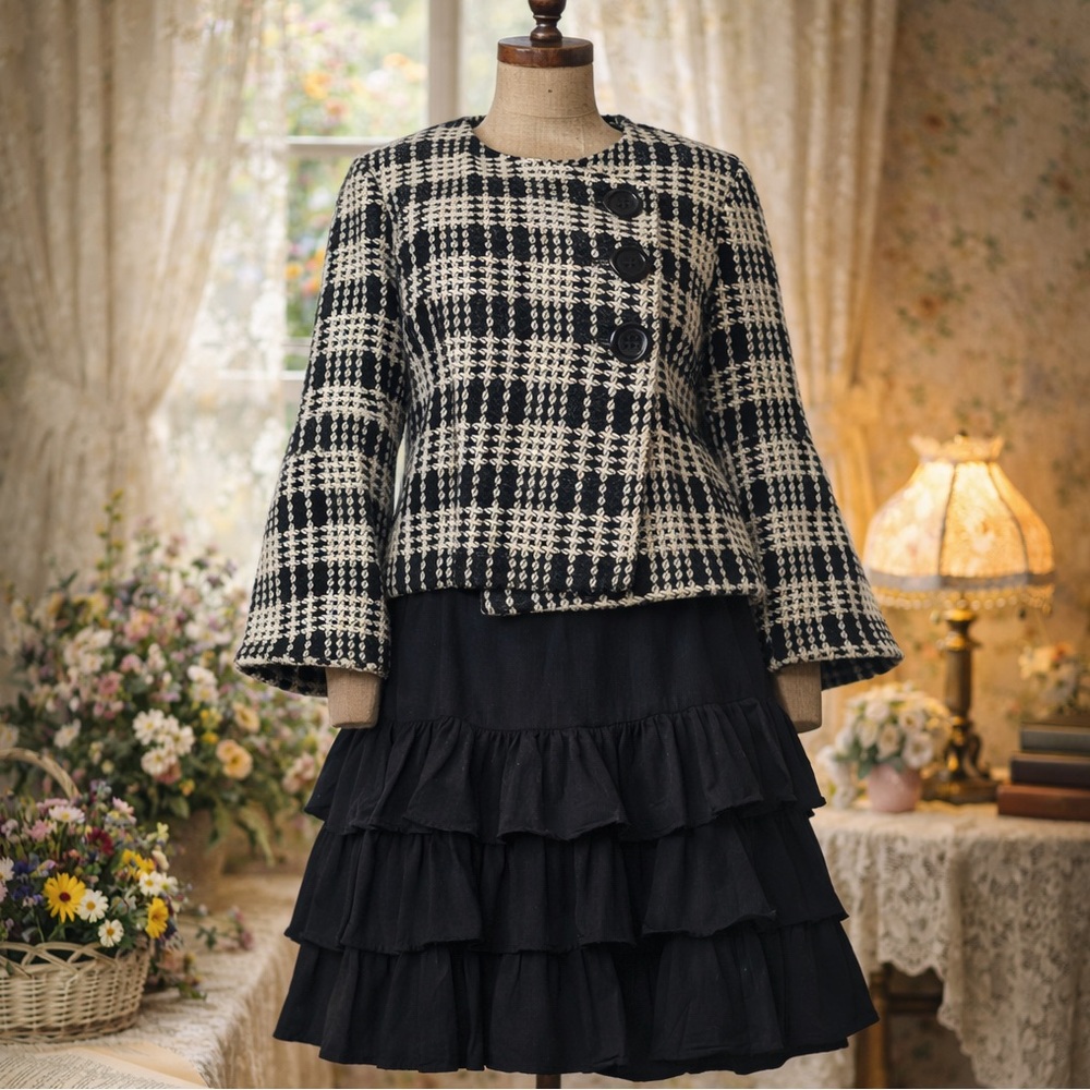 Vintage Y2K Retro 1960’s Jacqueline Conoir Wool Flare Sleeve Jacket